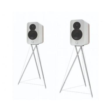 Q acoustics q concept 300 bianco high gloss + quercia - coppia diffusori da stand (stand inclusi)