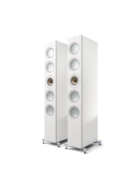 KEF Reference 5 Meta High-Gloss White/Champagne - Coppia diffusori High End da pavimento