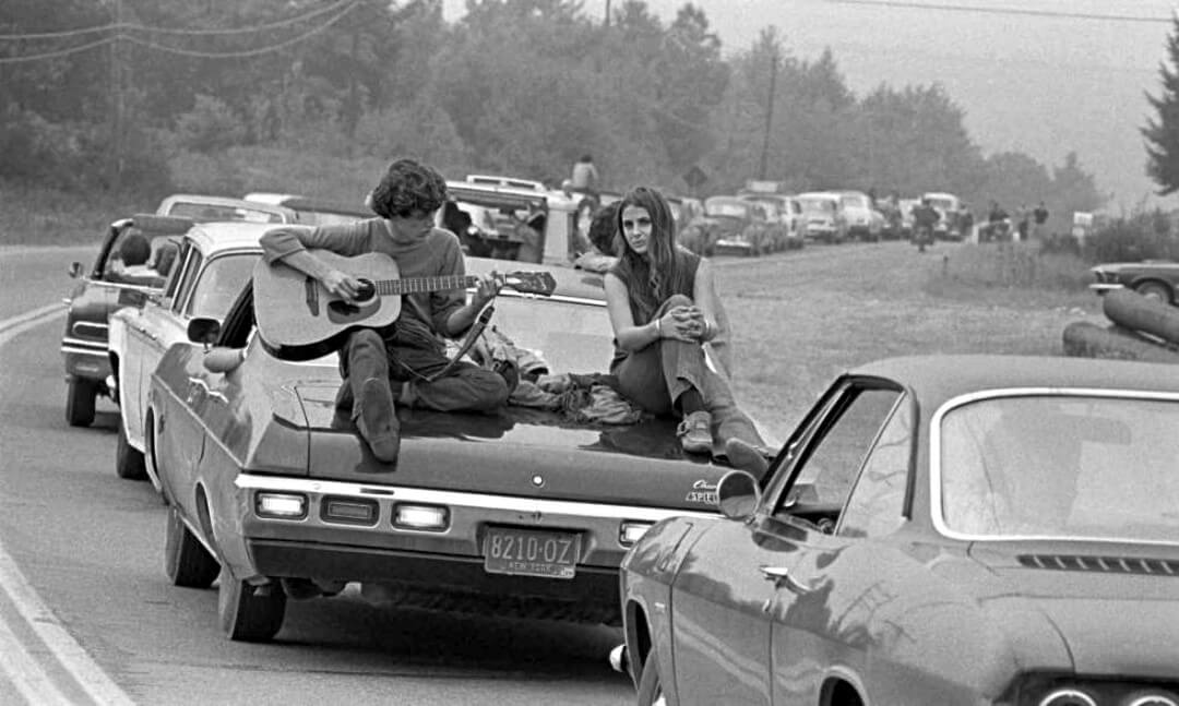 Un dettaglio dei partecipanti al concerto di Woodstock